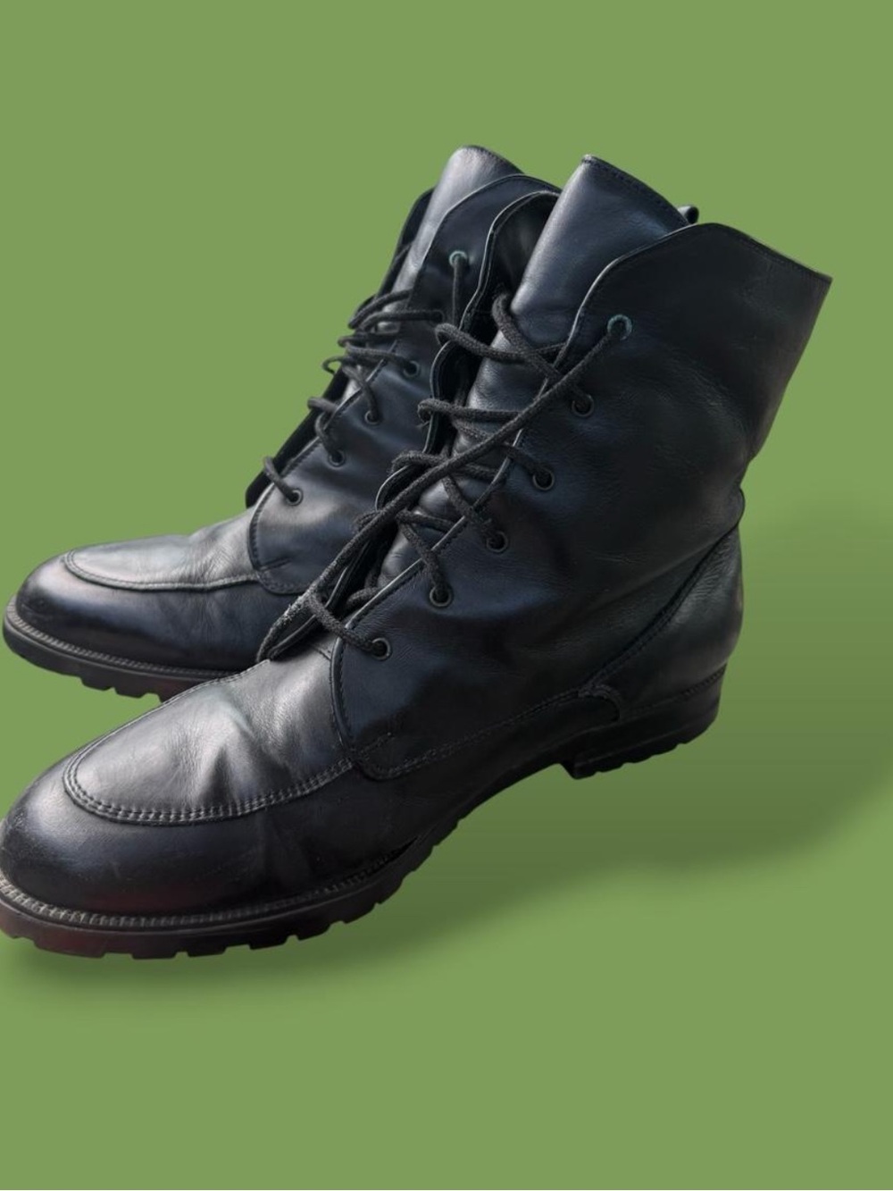 Men's Black Leather Lace-Up Boots